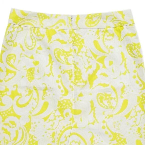 J. Crew Neon Yellow Paisley Floral Pencil Skirt 10 - Picture 4 of 6